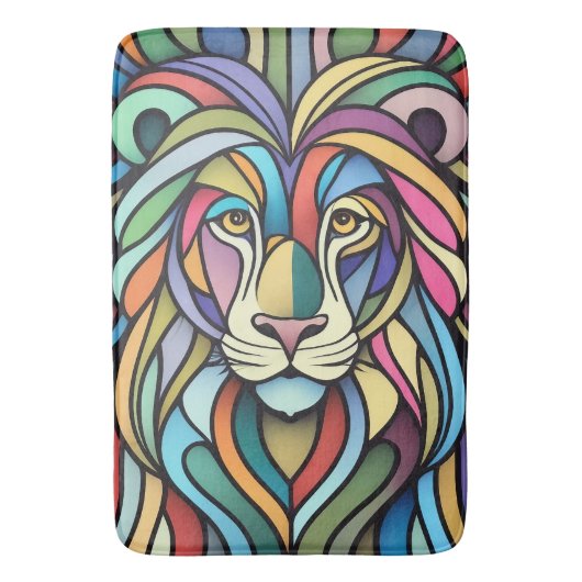 Detaillierte farbige Löwenspitze Badematte (Vorderseite Vertikal)