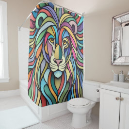 Detaillierte farbige Löwenspitze Duschvorhang