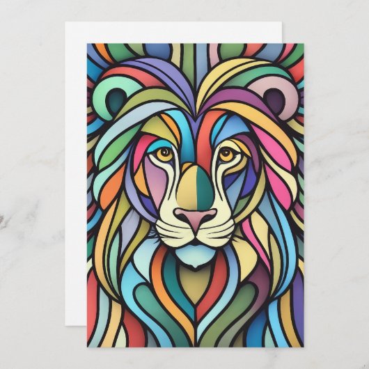 Detaillierte farbige Löwenspitze Feiertagskarte (Vorne/Hinten)