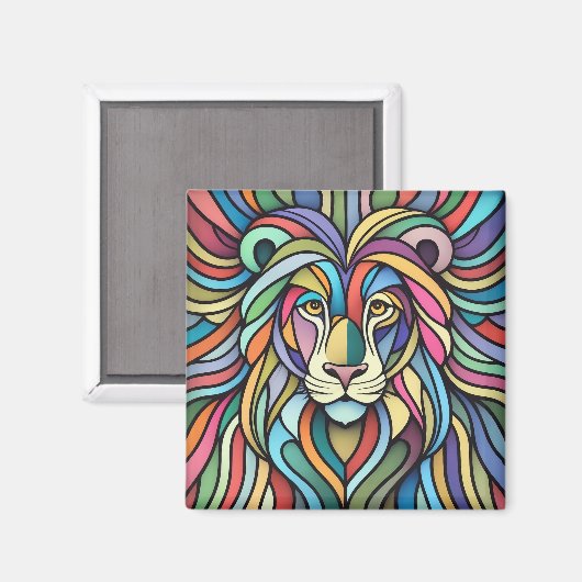 Detaillierte farbige Löwenspitze Magnet (Vorderseite/Rückseite)