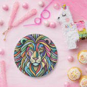 Detaillierte farbige Löwenspitze Pappteller (Party)