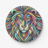 Detaillierte farbige Löwenspitze Pappteller (Vorderseite)