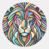 Detaillierte farbige Löwenspitze Runder Aufkleber (Vorderseite)