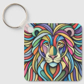 Detaillierte farbige Löwenspitze Schlüsselanhänger (Vorderseite)