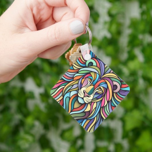 Detaillierte farbige Löwenspitze Schlüsselanhänger (Hand)