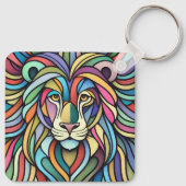Detaillierte farbige Löwenspitze Schlüsselanhänger (Rückseite)
