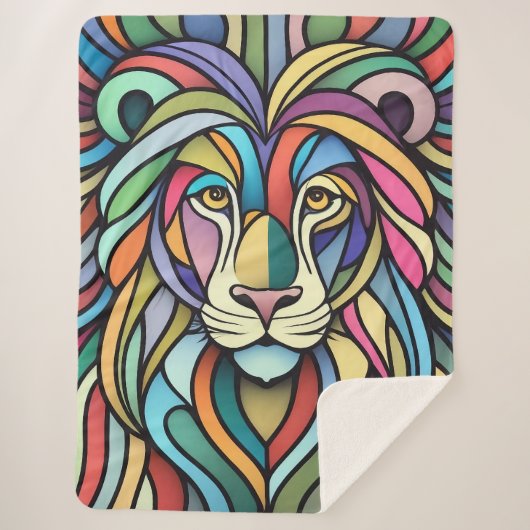 Detaillierte farbige Löwenspitze Sherpadecke (Vorderseite)