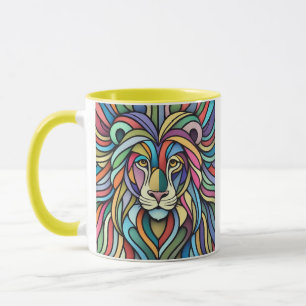 Detaillierte farbige Löwenspitze Tasse