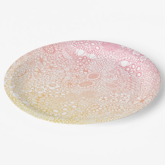 Detaillierte Gartenszene Künstler Birthday Coral P Pappteller (Schrägansicht)