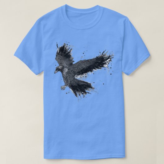 Detaillierte handgefertigte Dark Raven Illustratio T-Shirt (Design vorne)