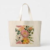 Detaillierte handgezeichnete Gartengarten-Blume. Jumbo Stoffbeutel (Rückseite)