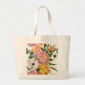 Detaillierte handgezeichnete Gartengarten-Blume. Jumbo Stoffbeutel (Vorne)
