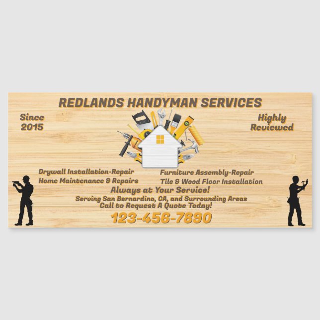Detaillierte Handyman Business Advert Magnet anpas (Vorderseite)