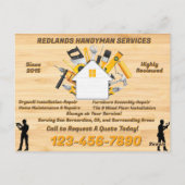 Detaillierte Handyman-Unternehmenswerbung anpassen Postkarte (Rückseite)