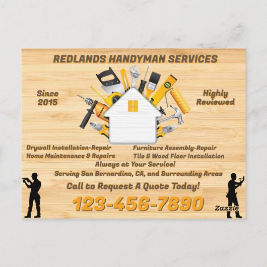 Detaillierte Handyman-Unternehmenswerbung anpassen Postkarte (Rückseite)