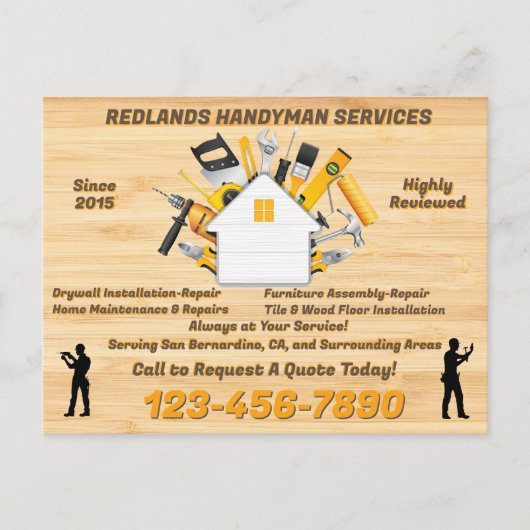 Detaillierte Handyman-Unternehmenswerbung anpassen Postkarte (Vorderseite)