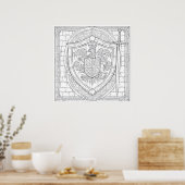 Detaillierte Heraldische Schild-Färbseite eines Ri Poster (Küche)