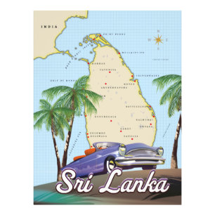 Detaillierte Illustrierte Karte Sri Lankas Fotodruck