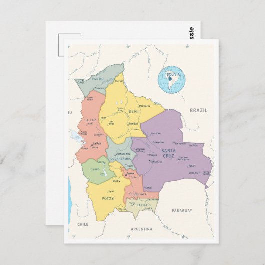 Detaillierte Karte Boliviens (Vorne/Hinten)