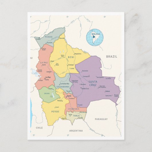 Detaillierte Karte Boliviens (Vorderseite)