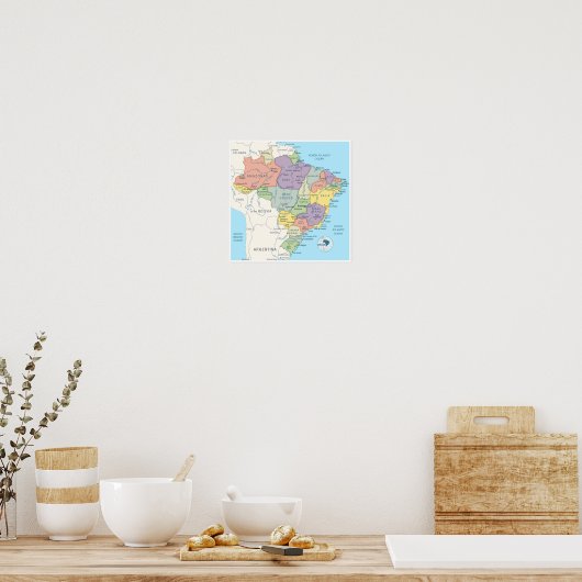 Detaillierte Karte Brasiliens Poster (Küche)