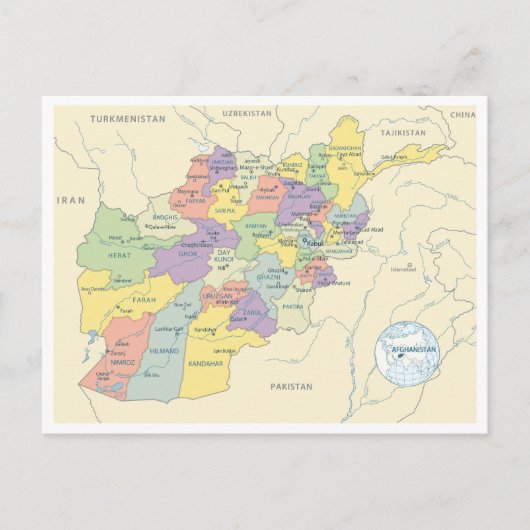 Detaillierte Karte der Regionen Afghanistans (Vorderseite)