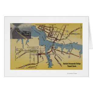 Detaillierte Karte des Norfolk-Portsmouth Bridge-T