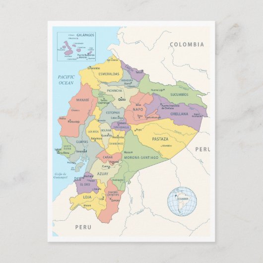 Detaillierte Karte Ecuadors (Vorderseite)