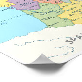 Detaillierte Karte Frankreichs Poster (Ecke)