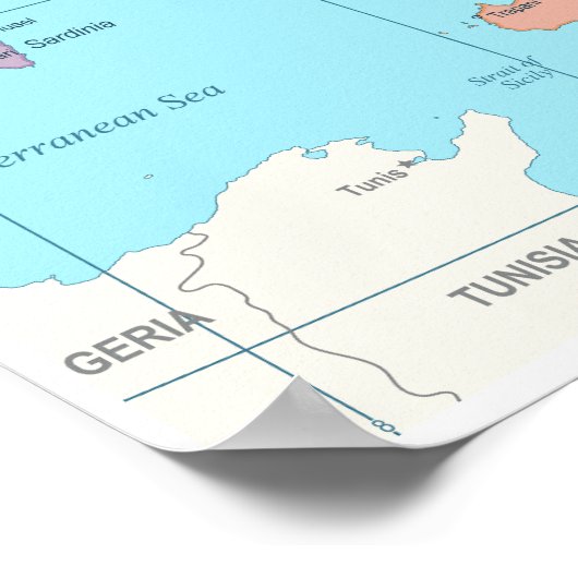 Detaillierte Karte Italiens Poster (Ecke)