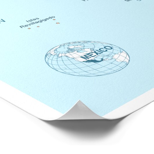 Detaillierte Karte Mexikos Poster (Ecke)