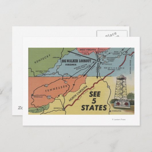 Detaillierte Karte mit 5 Staaten - Big Walker Look (Vorne/Hinten)