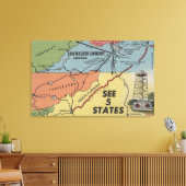 Detaillierte Karte mit 5 Staaten - Big Walker Look Leinwanddruck (Insitu (Wohnzimmer))