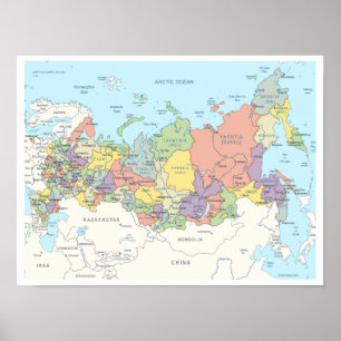 Detaillierte Karte von Russland Poster