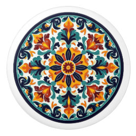 Detaillierte Keramik von Talavera Floral Knob Keramikknauf