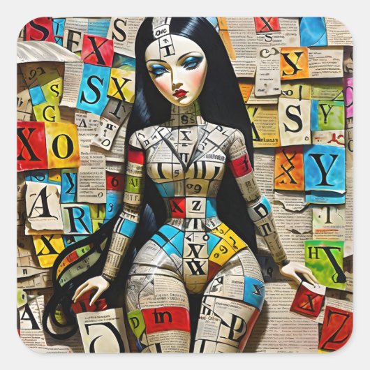 Detaillierte Kreuzworträtsel sind die perfekte Pup Quadratischer Aufkleber (Vorderseite)