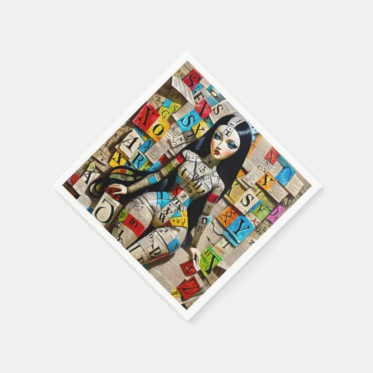 Detaillierte Kreuzworträtsel sind die perfekte Pup Serviette (Ecke)