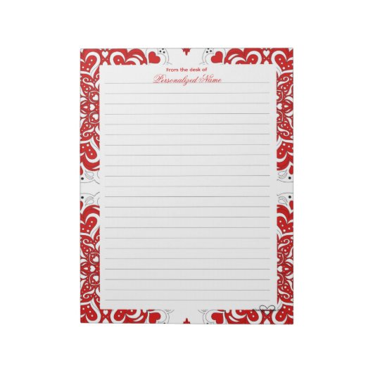 Detaillierte Lieben - Red Lined Notepad Notizblock (Rotiert)