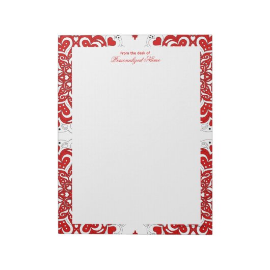 Detaillierte Lieben - Roter, unmarkierter Editor Notizblock (Rotiert)