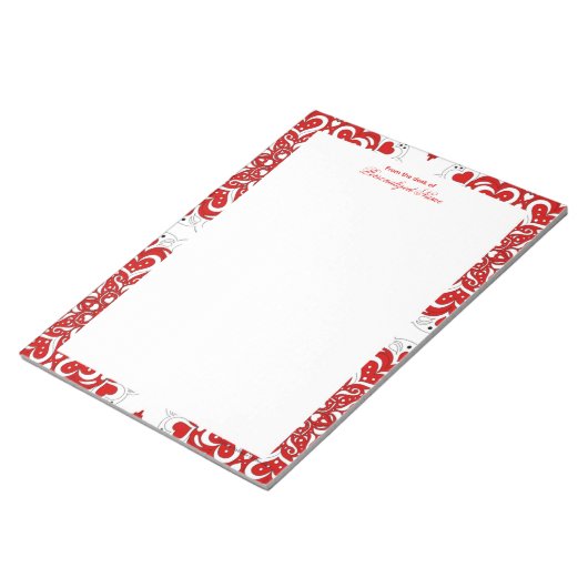 Detaillierte Lieben - Roter, unmarkierter Editor Notizblock (angewinkelt)