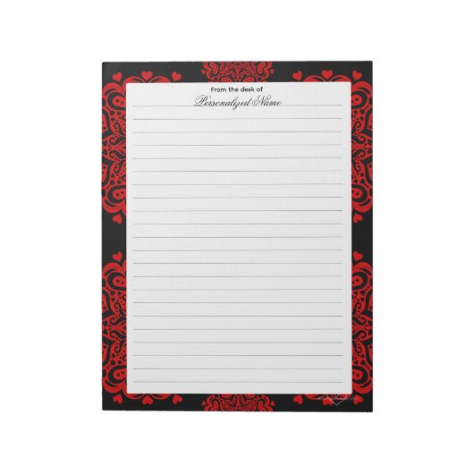 Detaillierte Lieben - Schwarz-Liner-Notepad Notizblock (Rotiert)