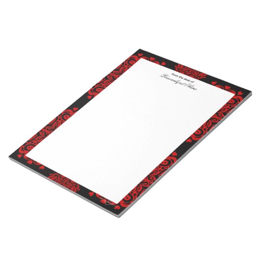 Detaillierte Lieben - Schwarz, unausgestrichen Notizblock (angewinkelt)