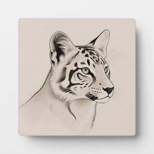 Detaillierte Luchs-Porträt-Linienkunst Fotoplatte