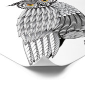 Detaillierte Owl-Abbildung, Vektorliniengrafik Poster (Ecke)