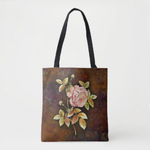 Detaillierte Rose auf texturierter brauner Kulisse Tasche