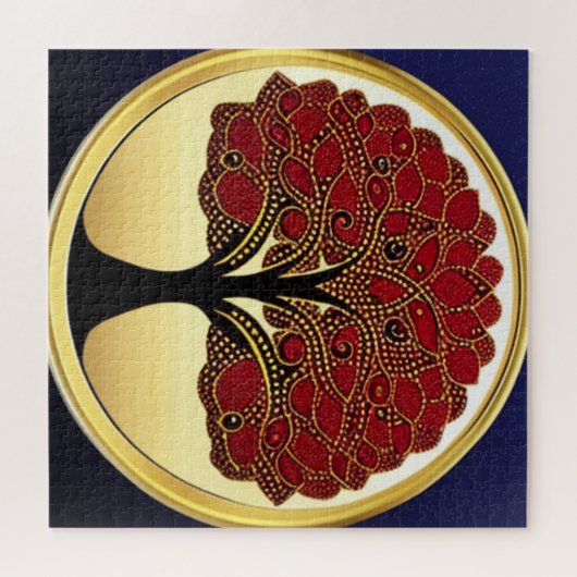 Detaillierte rote Baum des Lebens Puzzle (Horizontal)