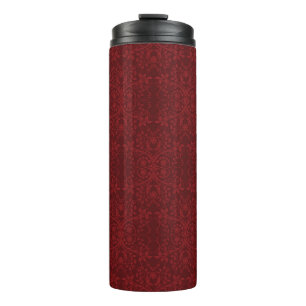 Detaillierte rote Blumen-Tapete Thermosbecher