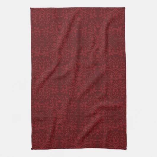 Detaillierte rote Blumenwallpaper Geschirrtuch (Vertikal)
