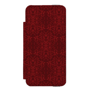 Detaillierte rote Blumenwallpaper Incipio Watson™ iPhone 5 Geldbörsen Hülle