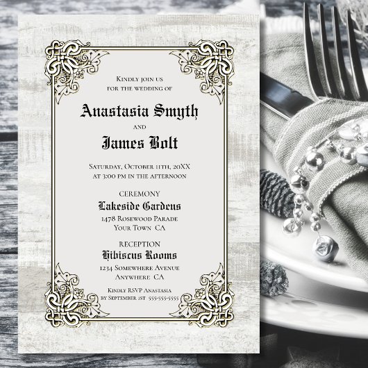 Detaillierte Rustikale Holzschnitzel Hochzeit Einladung